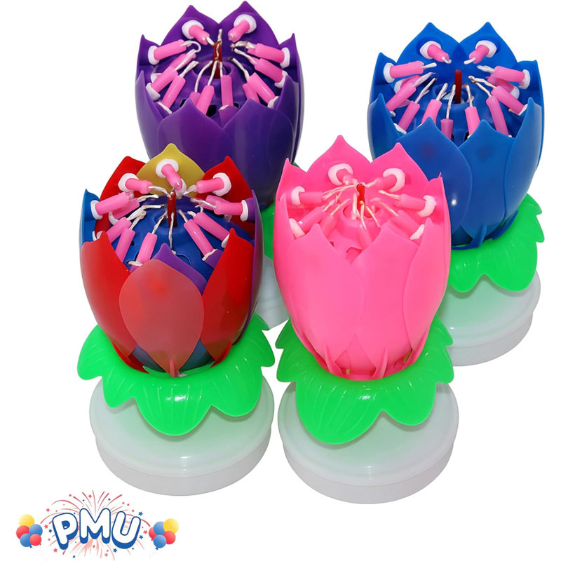  Birthdays Lotus Flower Musical Birthday Candle Spinning Birthday Cake Decoration Red pkg/1, 1, Multicolore