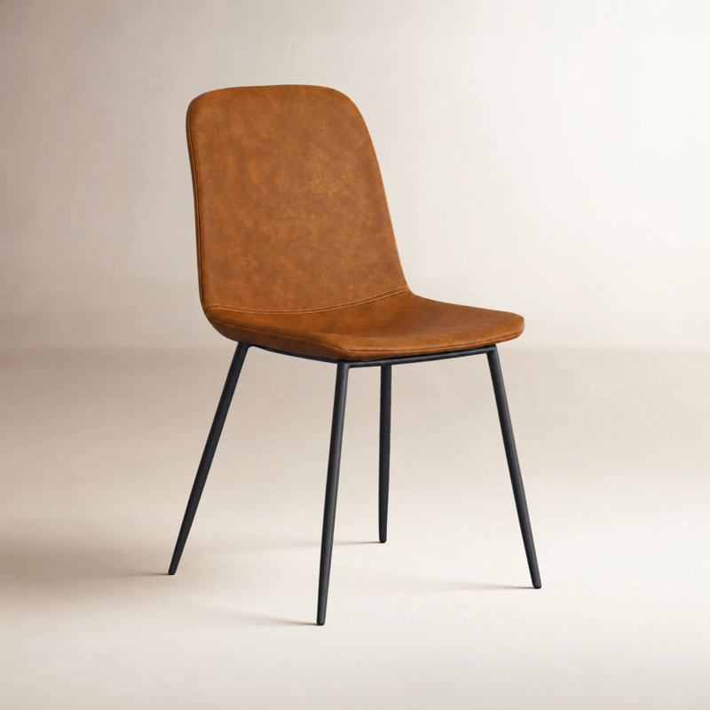 Chaise rembourrée en similicuir Kody , Cuir végétal brun clair