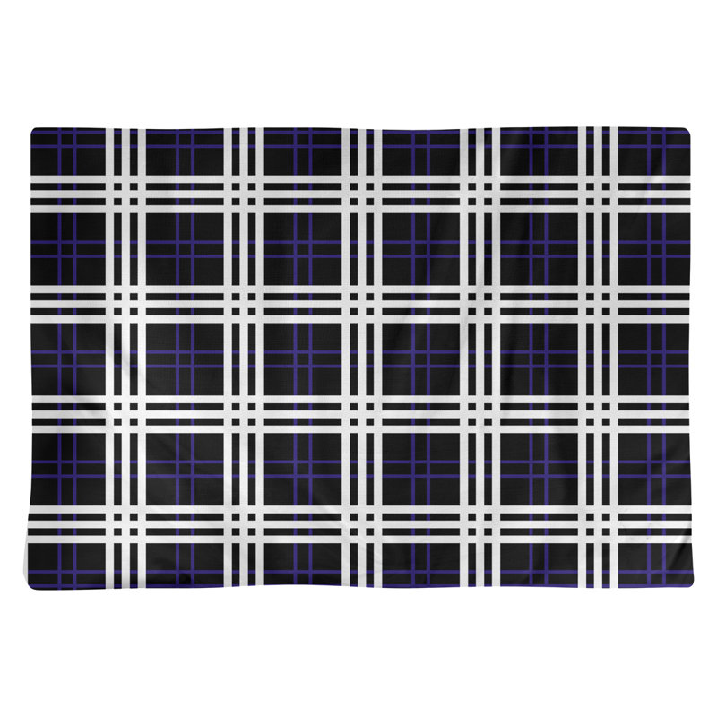 Cotton Plaid Rectangle Placemat, Black/Purple/White
