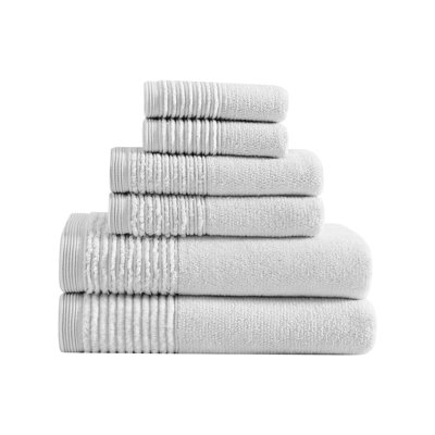 Sculpted Pleat Solid 6 Piece 100% Cotton Towel Set