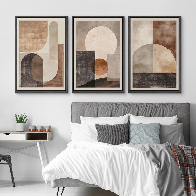 Abstrait neutre et tons de terre avec des formes géométriques, illustrations, art moderne, décor de salon, Noir