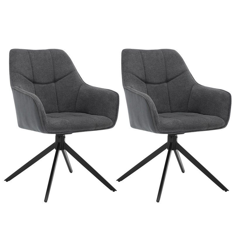 Zaha 47cm H Upholstered Metal Armchair, Grey, 2