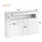 High Gloss White Sideboard Display Cabinet With LED Lights, 3-Door Wood Buffet Cupboard Storage Unit With Remote Control