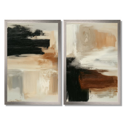 "Black and Brown Brushstroke", peinture abstraite sur toile, "Abstract Collages"