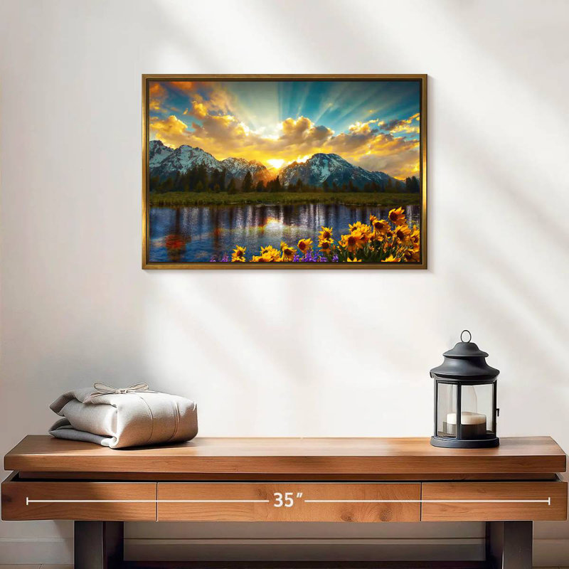 Grand Teton, Cadre flottant doré, 19 po x 13 po