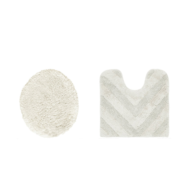Ensemble de tapis pour salle de bain à chevrons touffetés 100% coton Annaclara Premium 100% coton 1990 avec envers antidérapant en latex, certifié OEKO-TEX®, super absorbant et lavable à la machine, ivoire