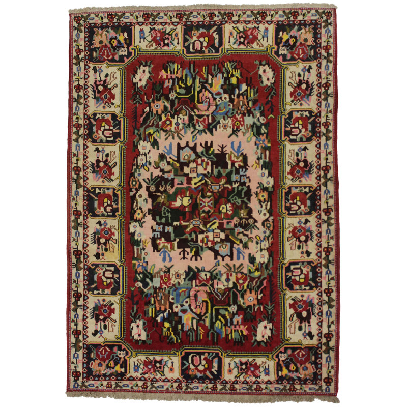 Hand Woven Cotton and Wool Oriental Area Rug