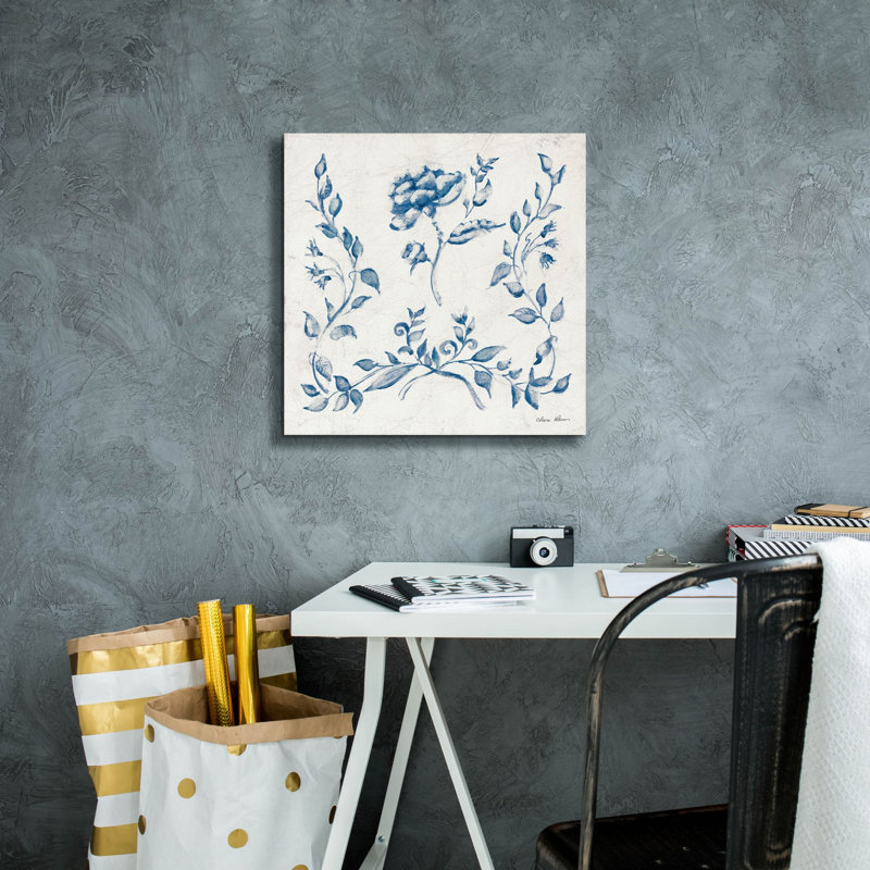 «Suédois tuile I bleu» par Cheri Blum, art mural sur toile, H 18 po x l 18 po x P 0,75 po
