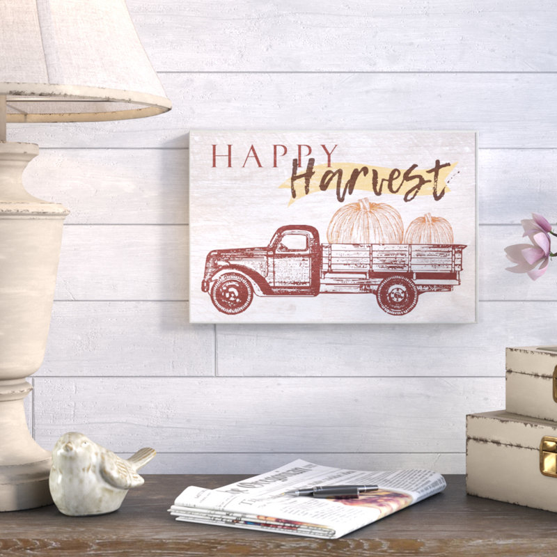 «Happy Harvest Giant Pumpkin Truck», impression, H 16 po x l 20 po, Toile tendue