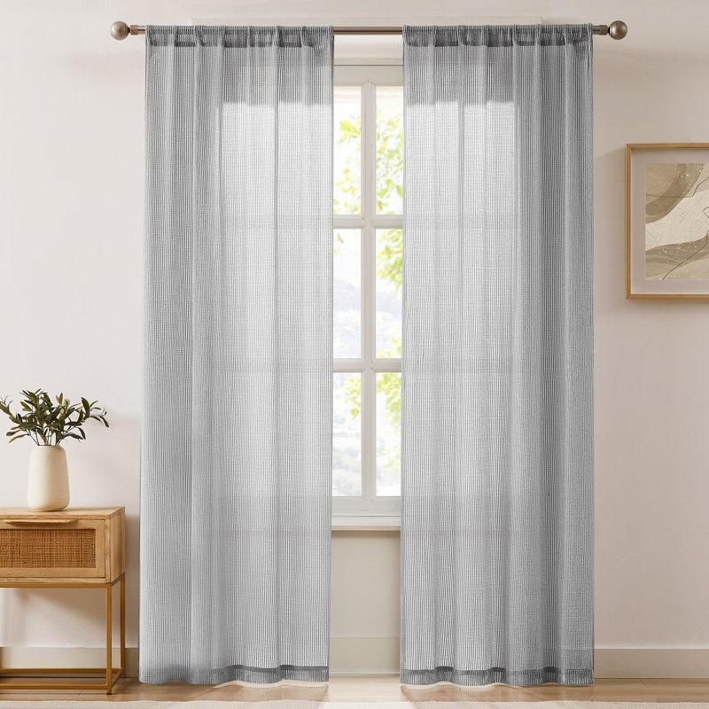 Paire de rideaux avec fenêtre Javarus, Gris