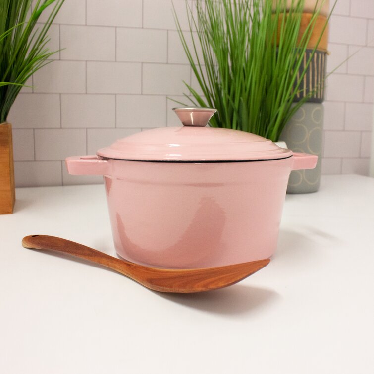 BergHOFF Pink Neo Cast Iron Oval Covered Dutch Oven Dish 5qt- Pink