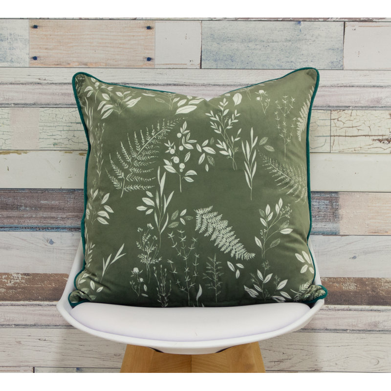Floral Green Square Cushion Cover, Sage Green