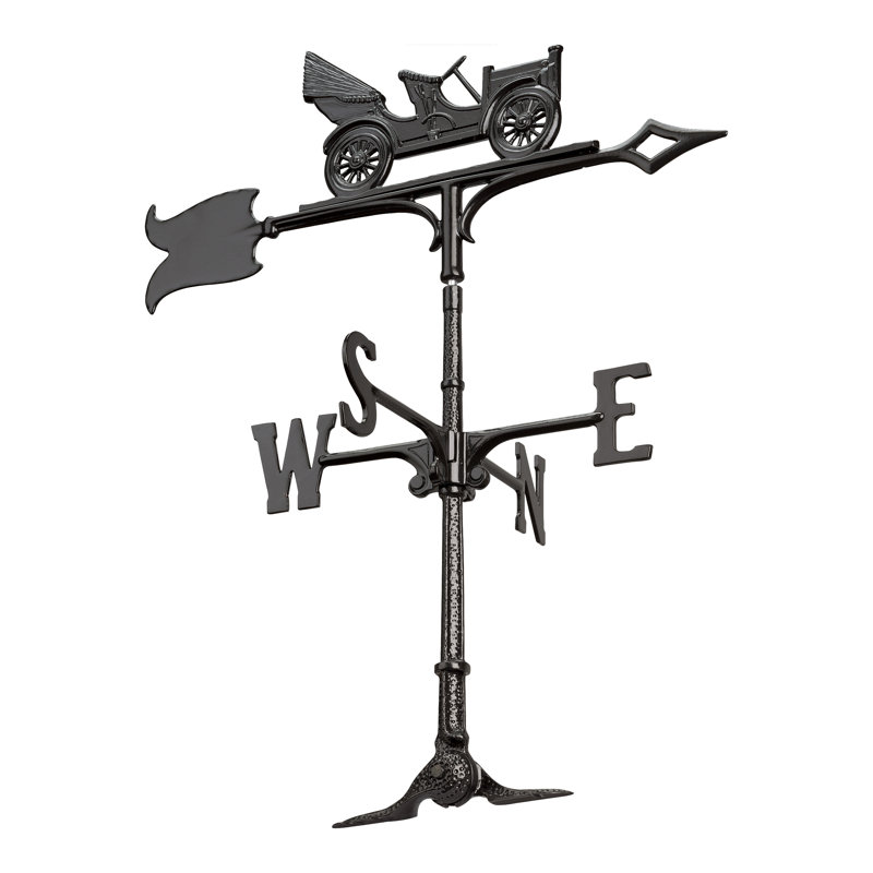 30" Antique Auto Weathervane, Garden Black