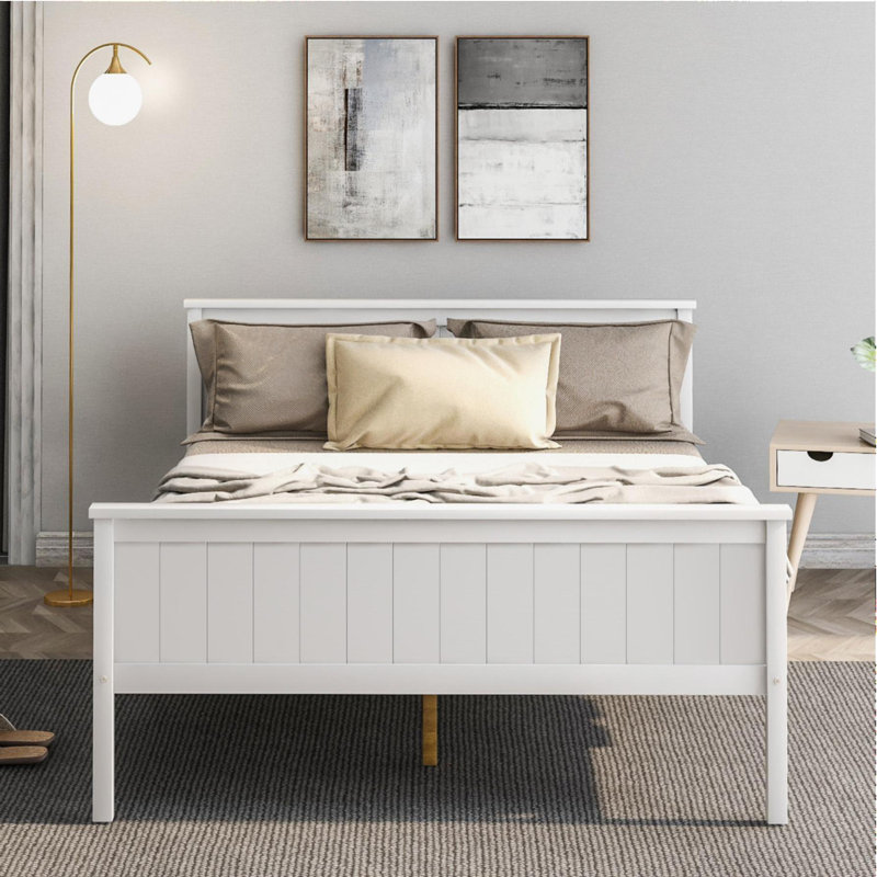 Pine Wood Bed Kids Bedroom, Double (4'6), White