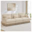 Canapé modulaire ergonomique en chenille de 100 po avec garniture de pampilles, canapé 3 places à imprimé léopard beige et canapé modulaire ergonomique