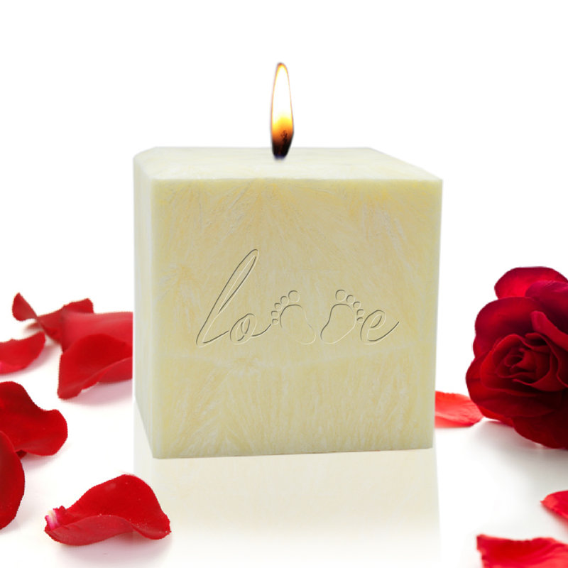 Bougie votive sans parfum love, H 3 po x l 3 po x P 3 po