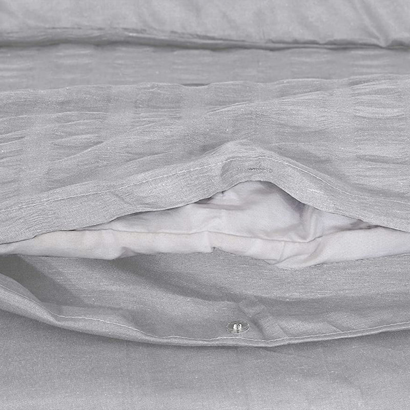 Polyester Solid Colour Duvet Cover Set, Grey, Kingsize - 2 Standard Pillowcases