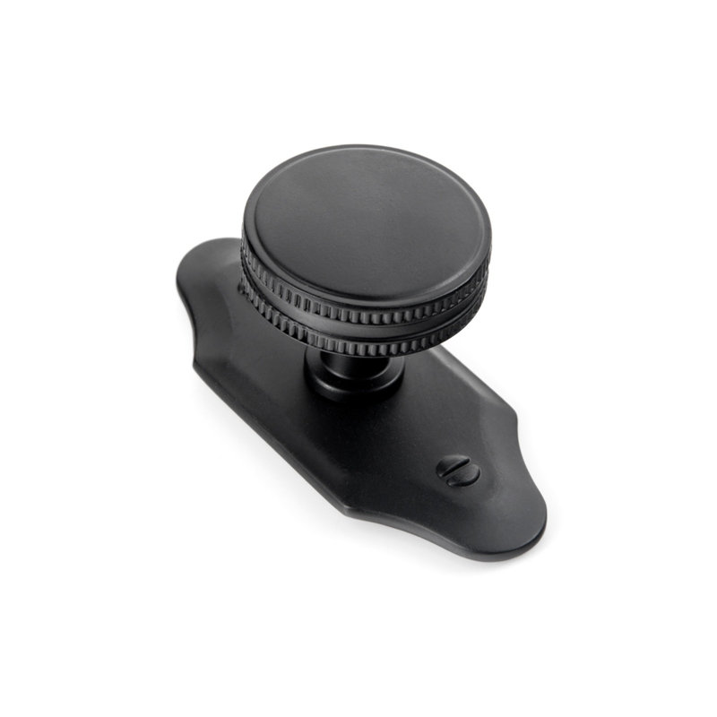 Poignée ronde en forme d'engrenage de 1,26 po de diamètre avec plaque noire (G023), Noir