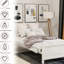 Lit plateforme en bois blanc avec tête de lit simple et tête de lit simple