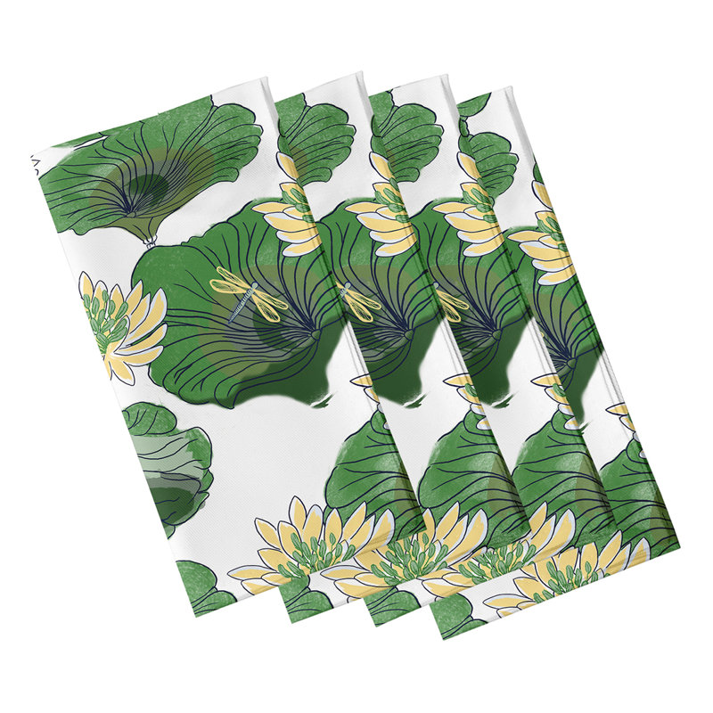 Chanley Polyester Floral Square Napkin, Green