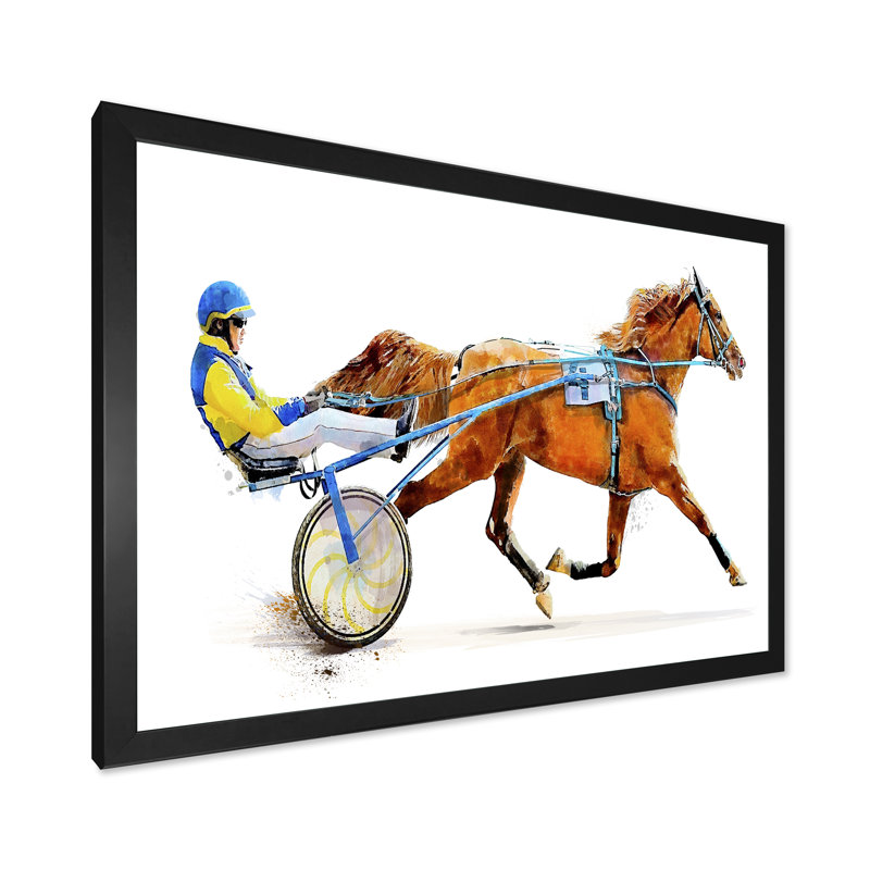 «Horse Race concurrence Derby Trotter II», reproduction d'art sur toile, Toile avec cadre noir, H 8 po x l 12 po x P 1 po
