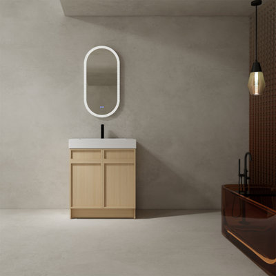 30 Inch Freestanding Bathroom Vanity With White Resin Sink And Soft-Close Cabinet Doors For Modern Bathrooms