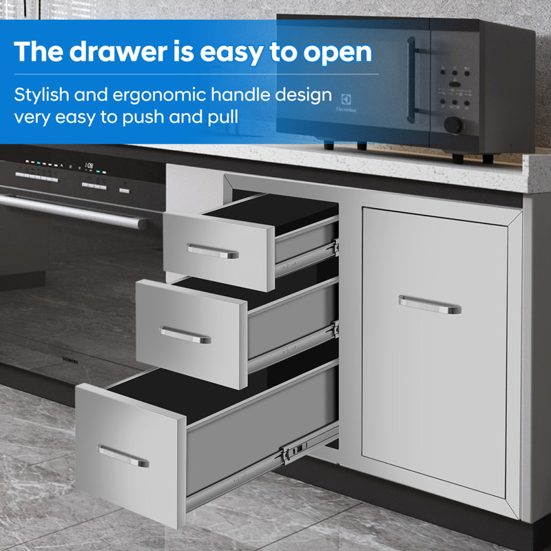 Armoire à tiroirs en acier inoxydable de qualité supérieure pour les cuisines et les cours extérieures