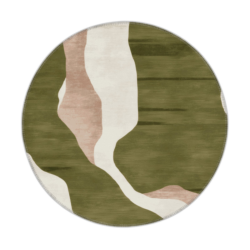 Tapis intérieur et extérieur brun Watercolor, Rond 5 pi