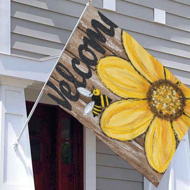 Drapeau de bienvenue tournesol, 35 x 24 po, pour décoration saisonnière / décoration intérieure