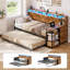 Lit de jour simple avec lit gigogne escamotable, structure de lit de jour en bois de ferme avec 3 tiroirs de rangement et tablettes, lit de jour simple avec station de charge et lumières DEL pour la chambre à coucher, la chambre d'amis-774709645-797322160