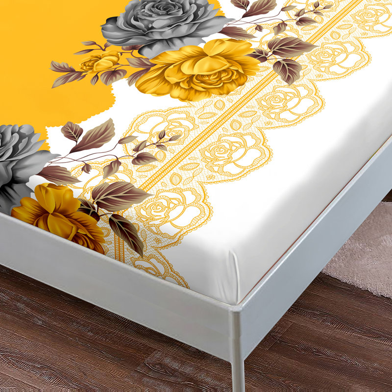 Microfiber Floral Duvet Cover Set, Double Duvet Cover + 3 Additional Pieces