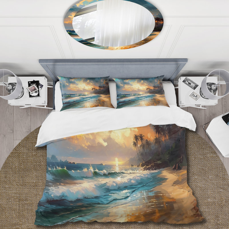 Ensemble de housse de couette en microfibre / polyester Green and Blue Coastal Escapes Bedding