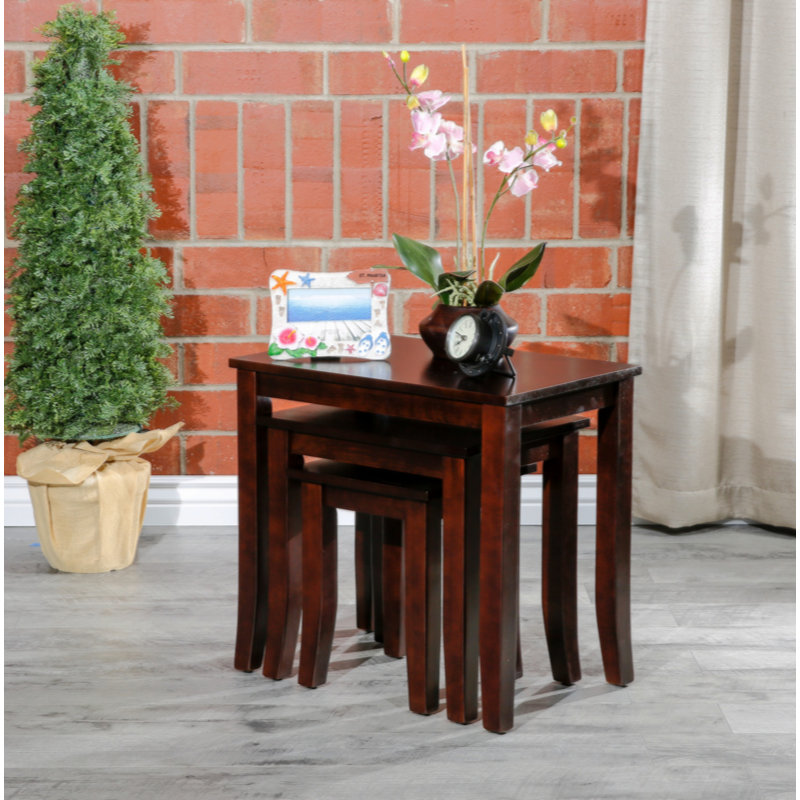 Ensemble de 3 tables gigognes 3 pièces, Brun