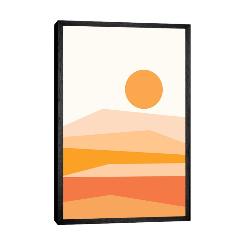 Print on Canvas, 152.5 cm H x 101.5 cm W, Silver/White/Orange, Black Framed