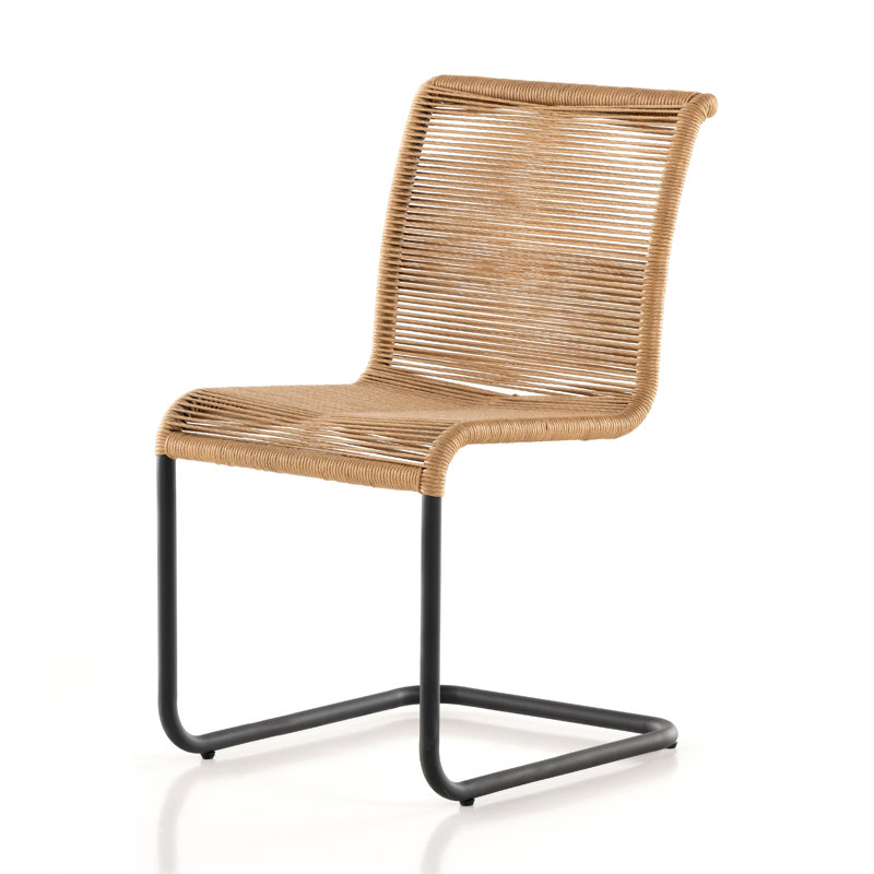 Grover Outdoor Dining Side Chair, Vintage Natural, Black