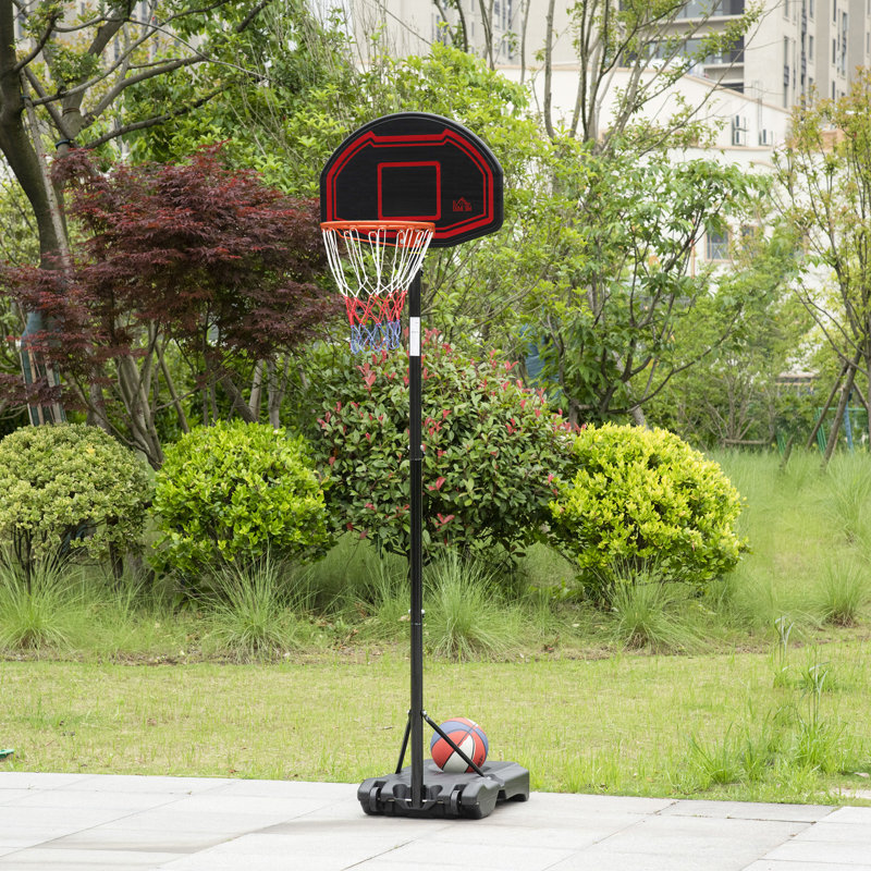 HOMCOM Adjustable Height 70cm W Steel Portable Full-Size Basketball Hoop, 295" H x 70" W x 76" D