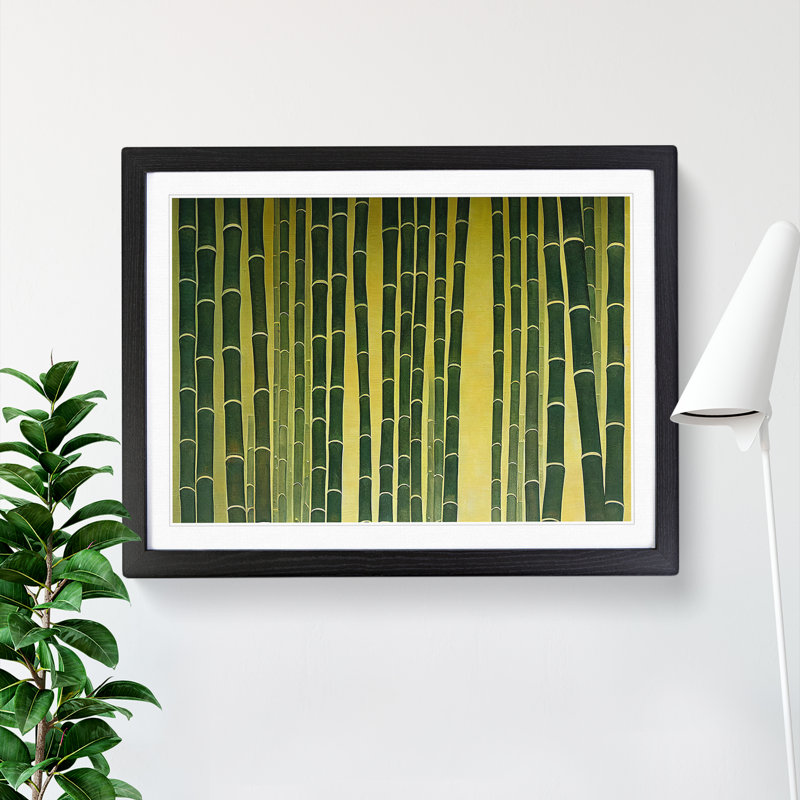 Reflective Bamboo Forest - Single Picture Frame Print, 25cm H x 34cm W x 2cm D, Black Framed
