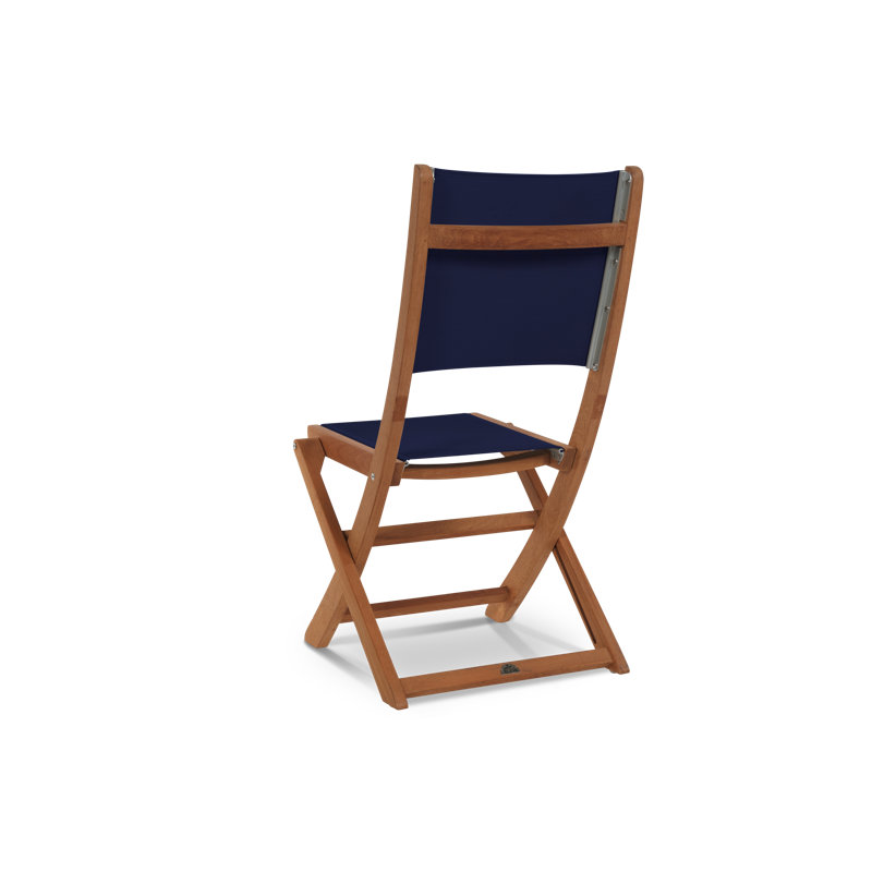 Stella Folding Teak Patio Dining Chair, Blue