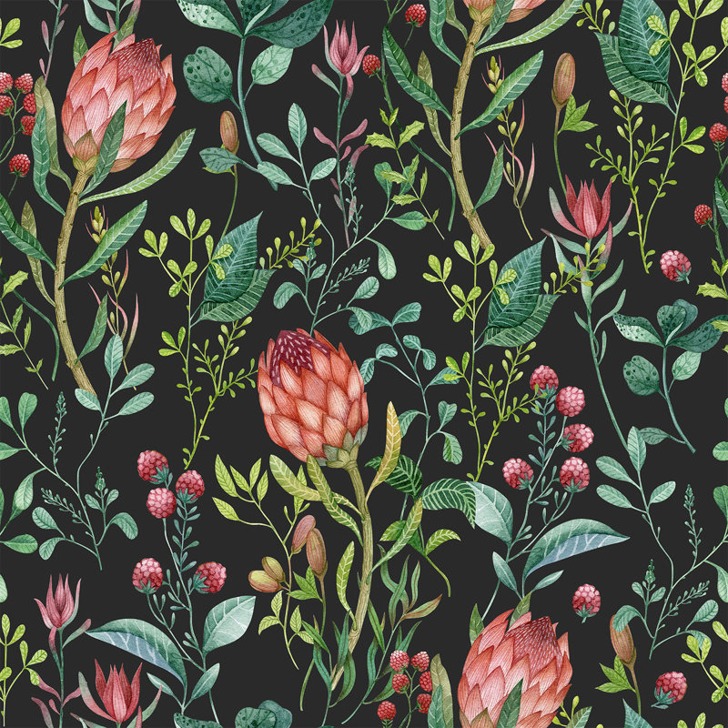 Peel & Stick Floral Tile, 2.08' W x 10.42' L