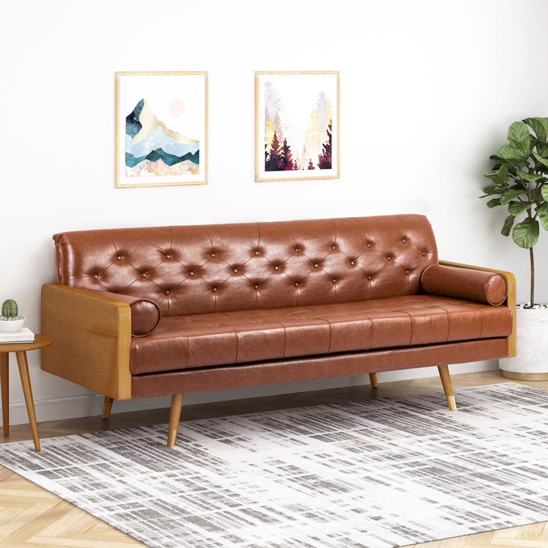 Canapé Adelaide Mid-Century moderne capitonné avec coussins décoratifs