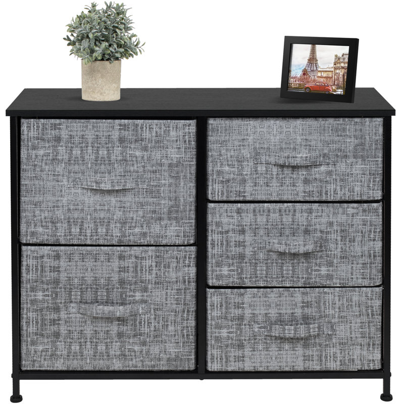 Commode 5 tiroirs - Gris / blanc, Noir / gris