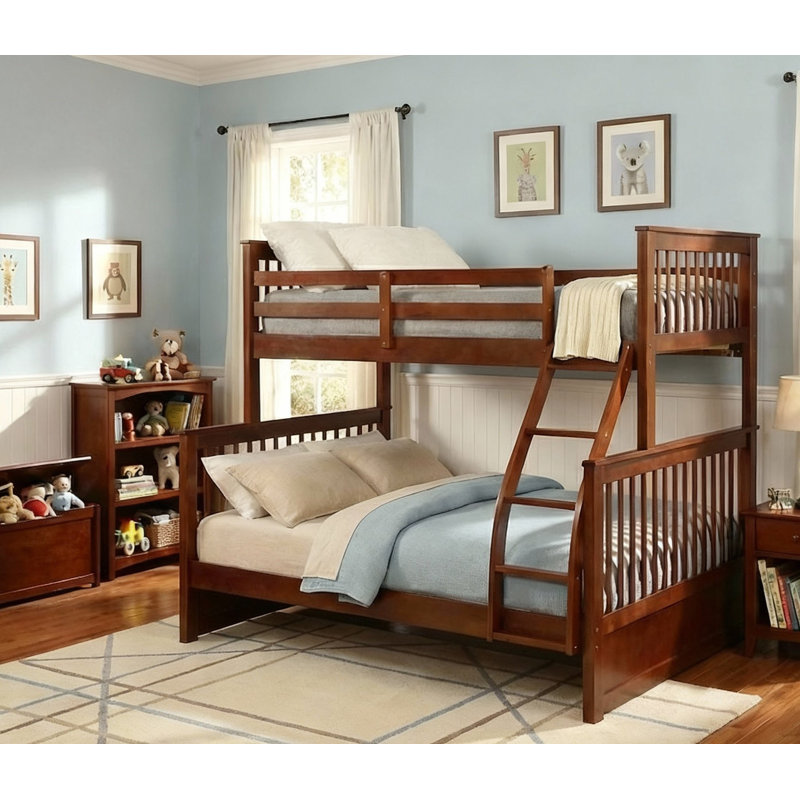 Sofren Kids Twin Over Full Bunk Bed, Walnut