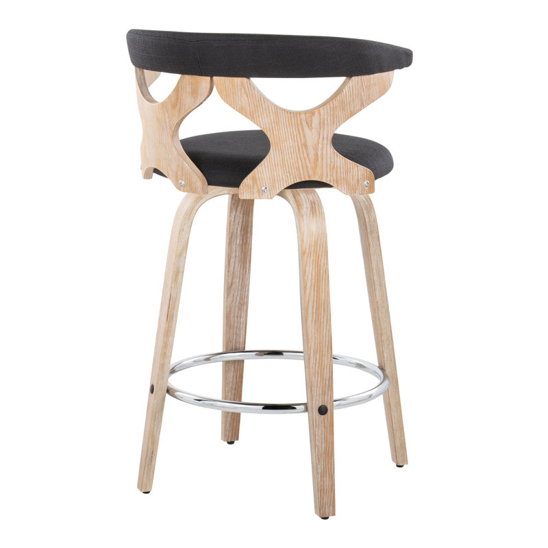 Tabouret de comptoir contemporain, Siège noir / cadre brun / argent