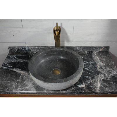 17 Stories 15.75'' Grey Stone Circular Bathroom Sink