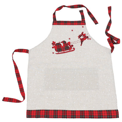 Tablier tartan-père noël avec tablier de rennes