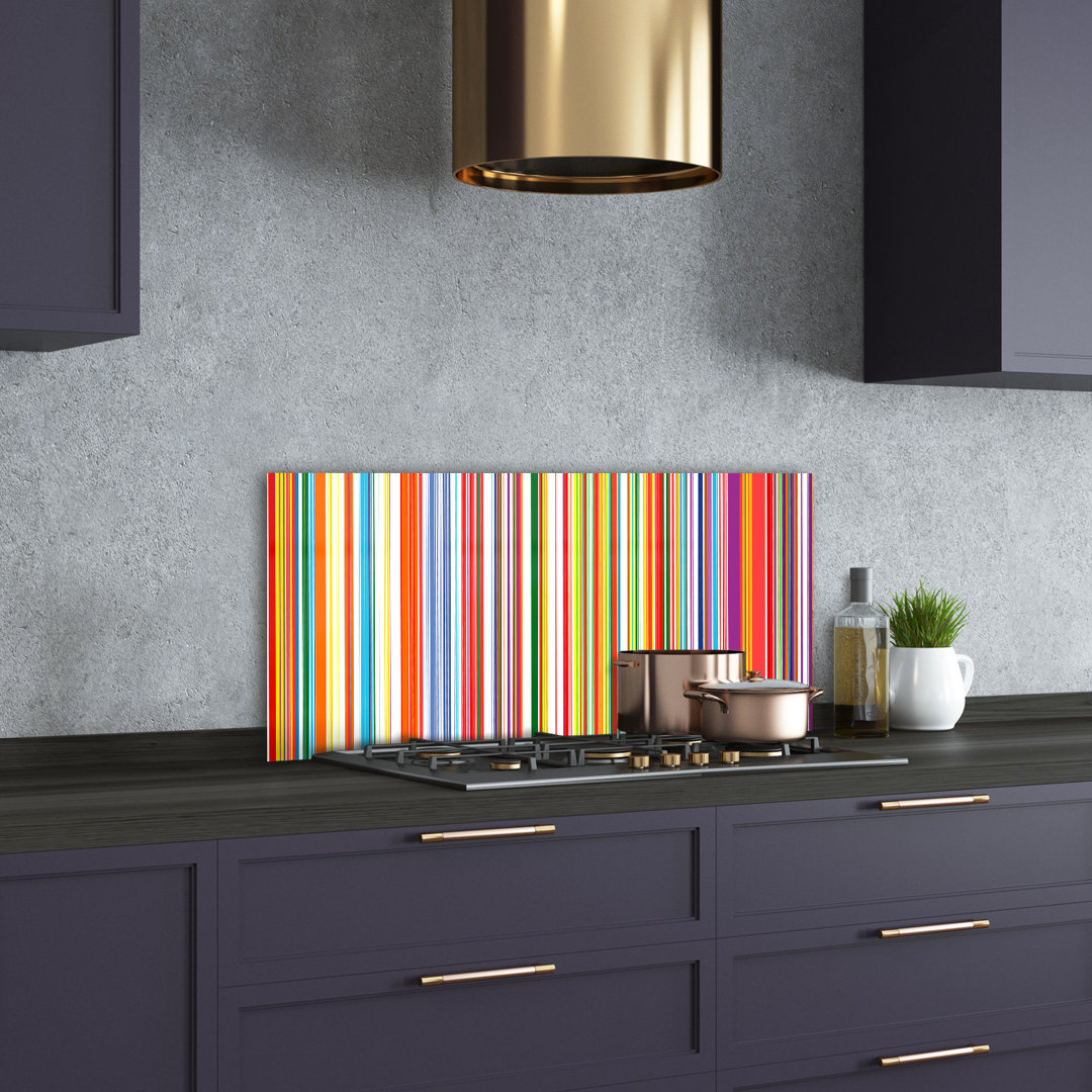 Coloured Stripes 50cm x 100cm Glass Panel