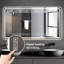 Miroir de salle de bain 48 po x 32 po avec lumières à DEL - brouillard, option à 3 couleurs à intensité variable: fixation murale, horizontale et verticale, verre trempé, revêtement de fabrication rouille