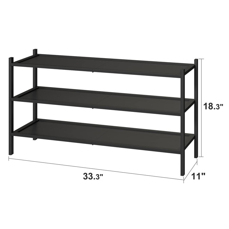 Versatile 3-Tier Long Shoe Rack 33" - Efficient Storage Solution For Entryways And Bedrooms, Black