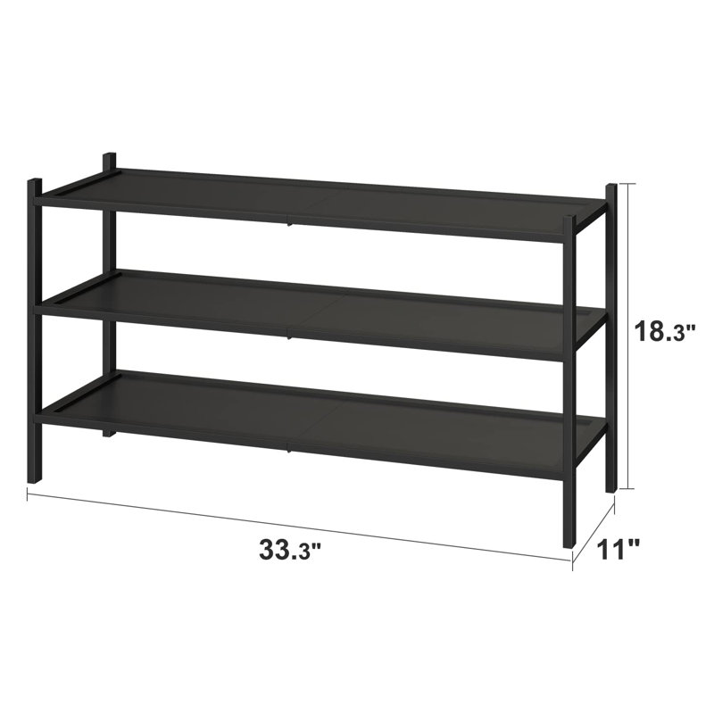Versatile 3-Tier Long Shoe Rack 33" - Efficient Storage Solution For Entryways And Bedrooms, Black