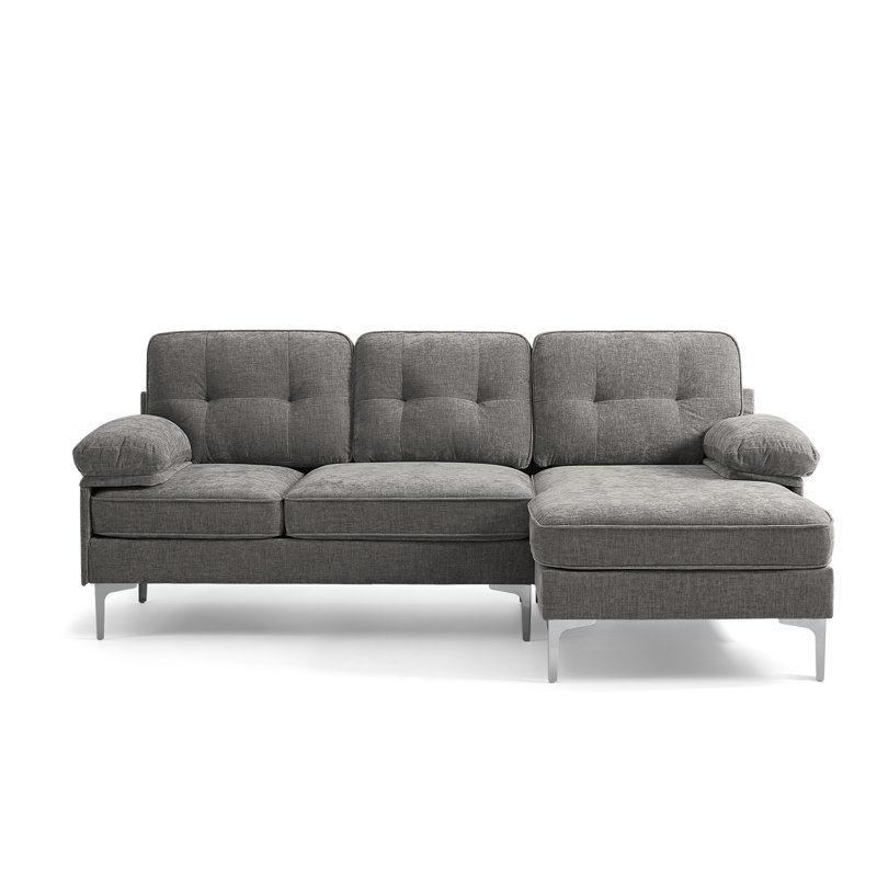 Hilmir 82.7'' Upholstered Convertible Sectional sofa,Modern L Shaped Sectional Sofa for Small Space, Gray Chenille